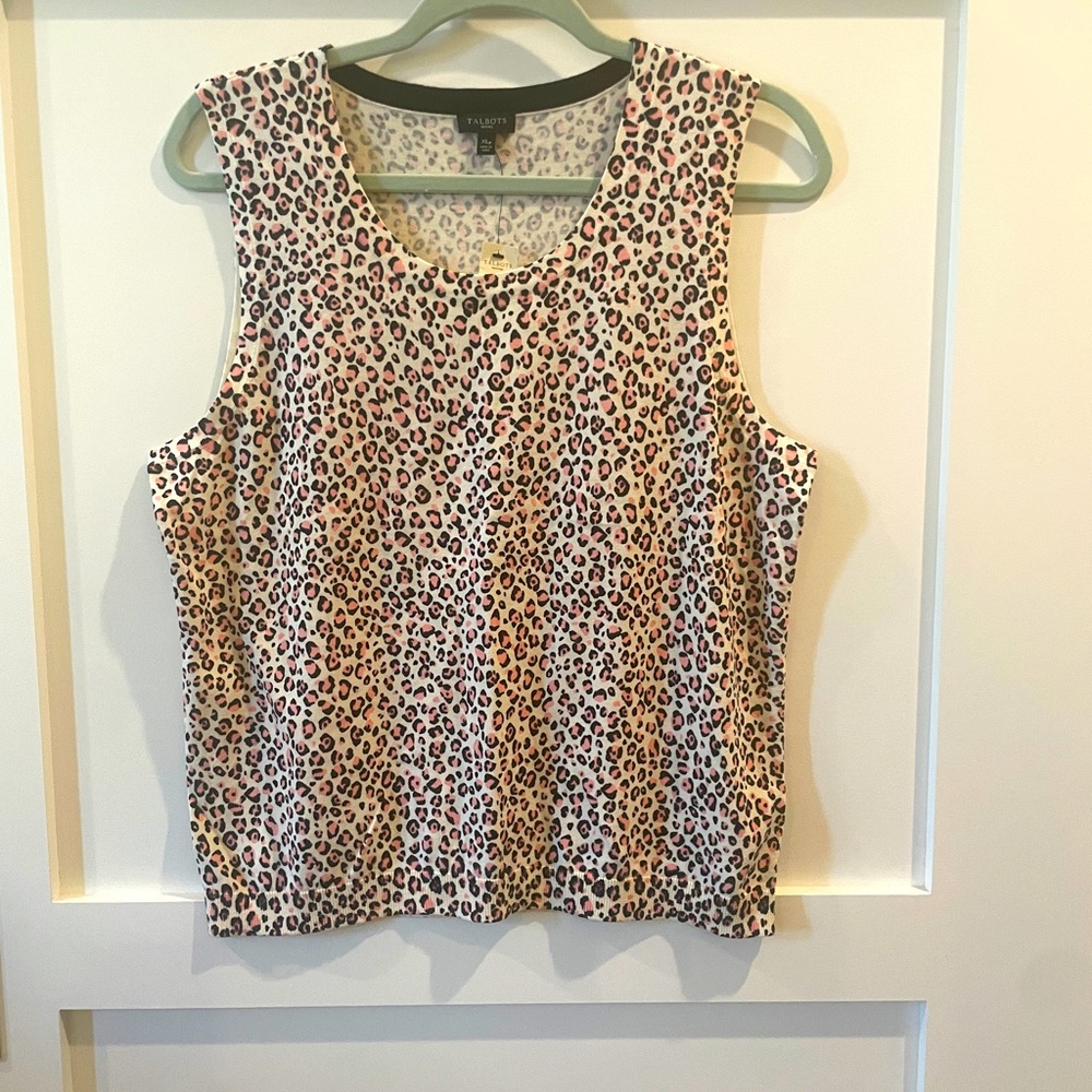 NWT Talbots Animal Print Knit Shell Cami Camisole Xl Petite